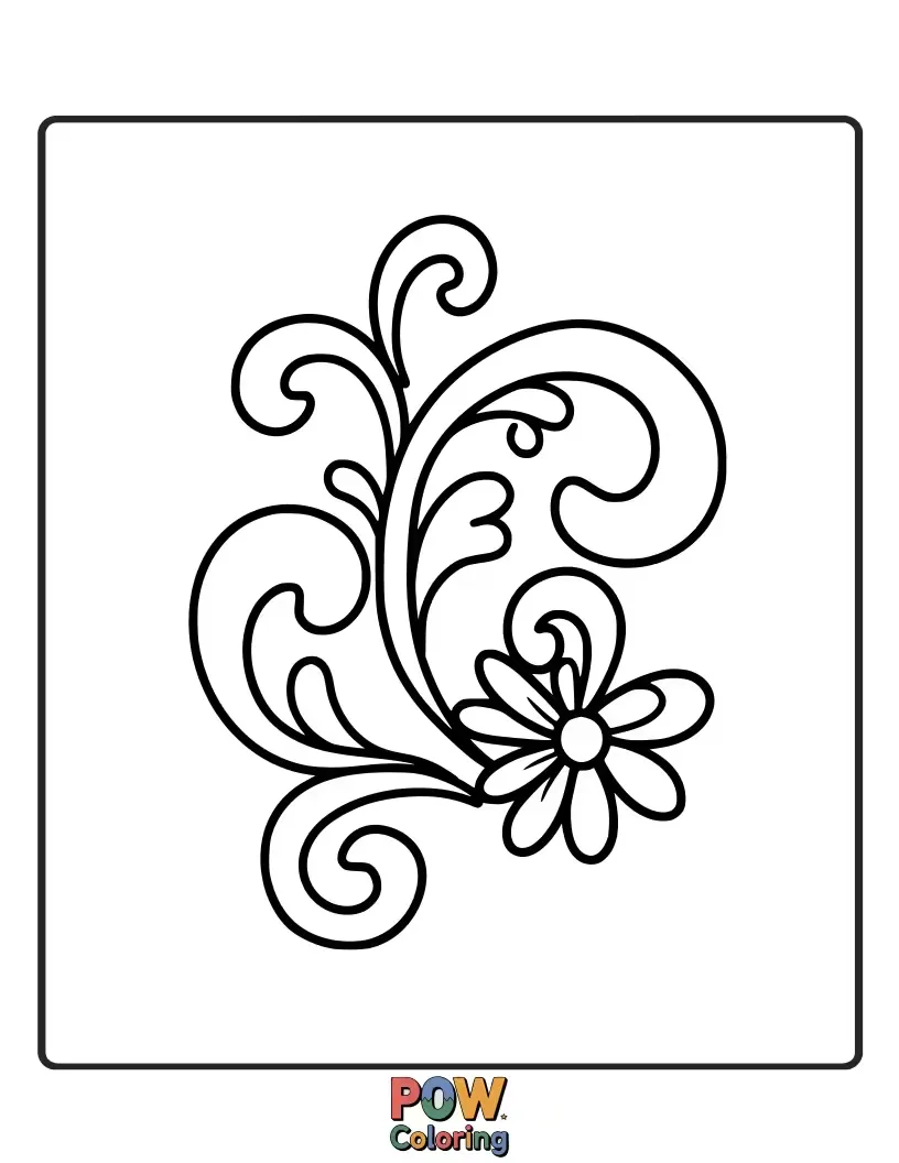 Free coloring page of Abstract patterns inspired by flowers create a modern and artistic subject, encouraging free-form and creative color application.
