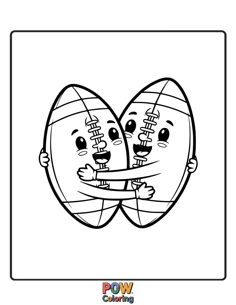 Free coloring page of A sweet, fluffy puppy giving a giant football a big, warm hug. Perfect for little animal lovers who enjoy the game.