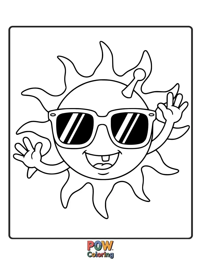 Free coloring page of A friendly alien with oversized sunglasses, offering a unique and cosmic hello.