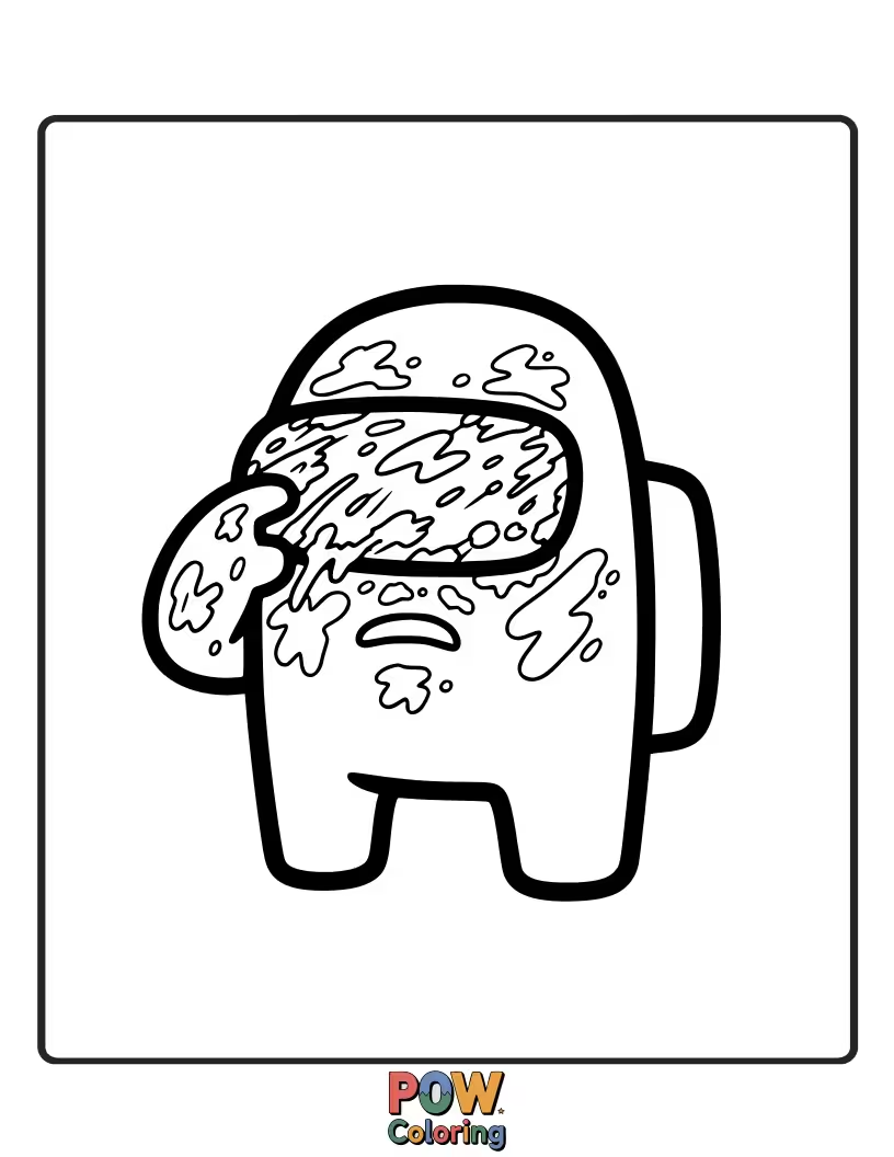 Free coloring page of Crewmates trying to paint funny alien faces on each other.