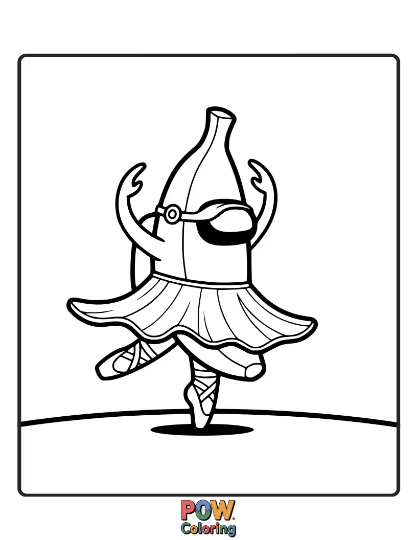 Free coloring page of Crewmates attempting a clumsy ballet routine on a slippery floor.
