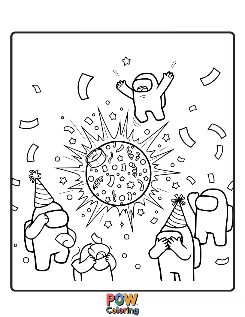 Free coloring page of A confetti bomb going off in the middle of a serious discussion.