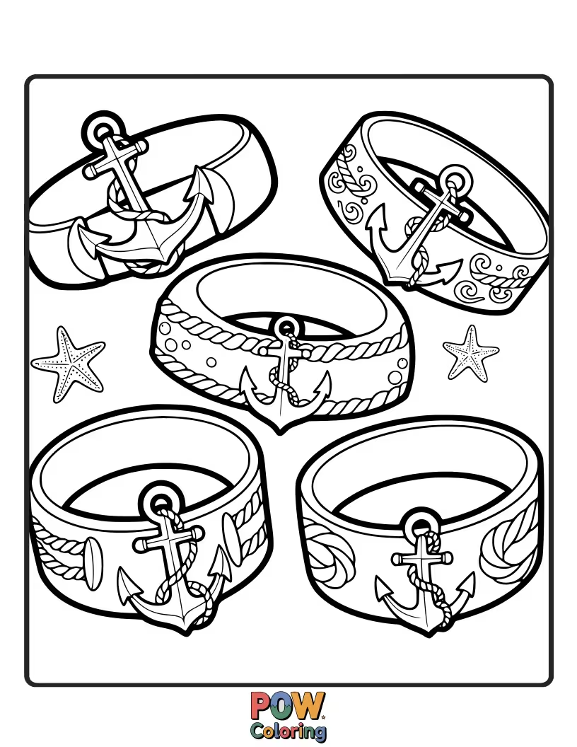 Free coloring page of Nautical anchors are the simple charms on this bracelet, perfect for a seaside adventure. Coastal cool.