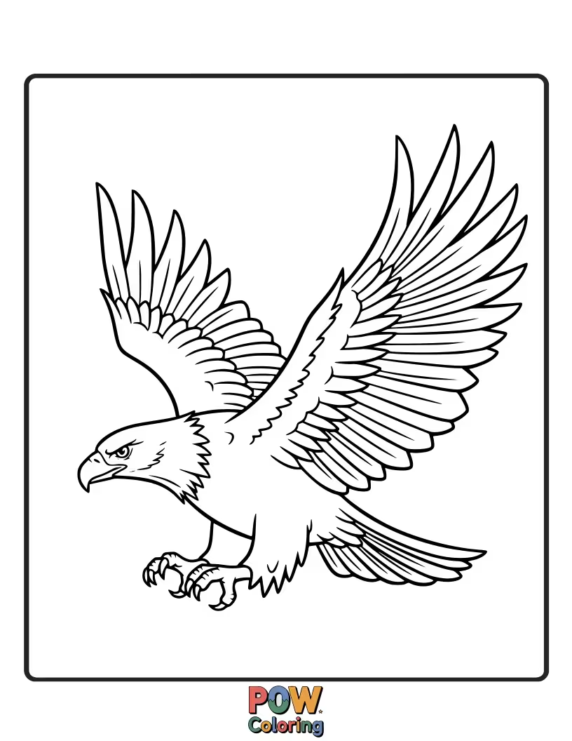 Free coloring page of A majestic eagle depicted in a simple, elegant sketch style, capturing its power.