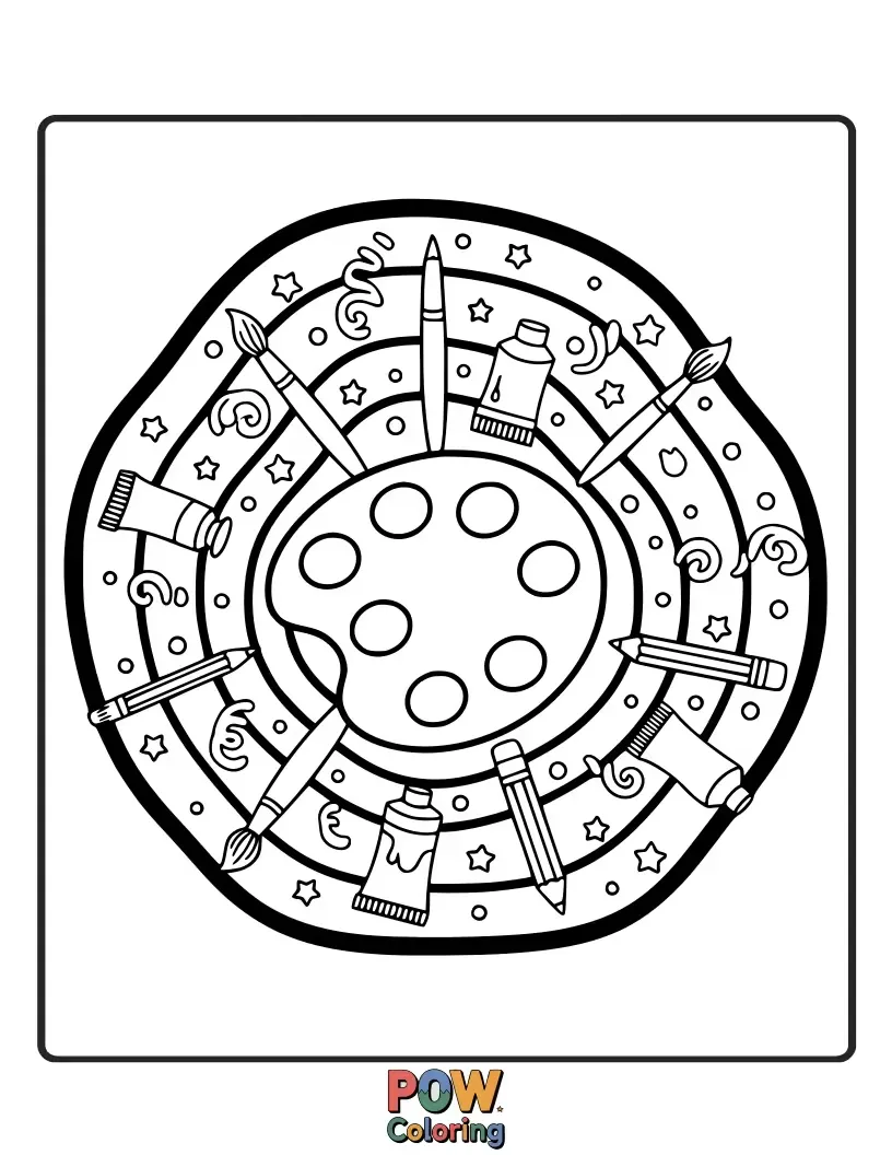 Free coloring page of An artist paints flowing, iridescent ripples of color, creating a beautiful, abstract visual poem. Serene and mesmerizing artistry.