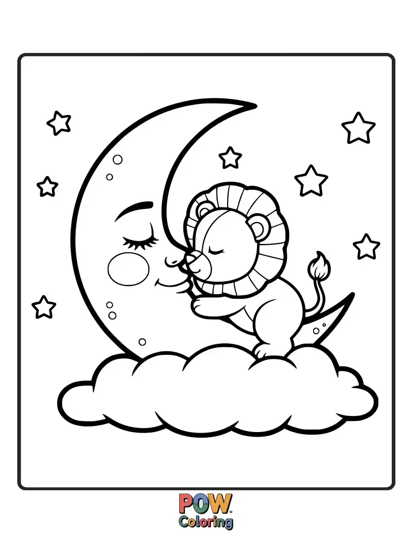 Free coloring page of A beautiful cub bathed in soft moonlight, looking serene and magical. Ethereal beauty.