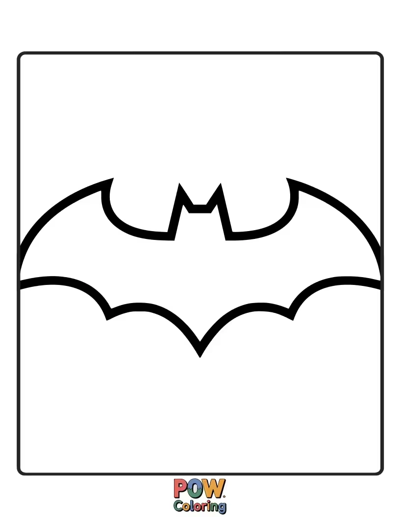 Free coloring page of A bold illustration of the Batman logo with subtle city elements.