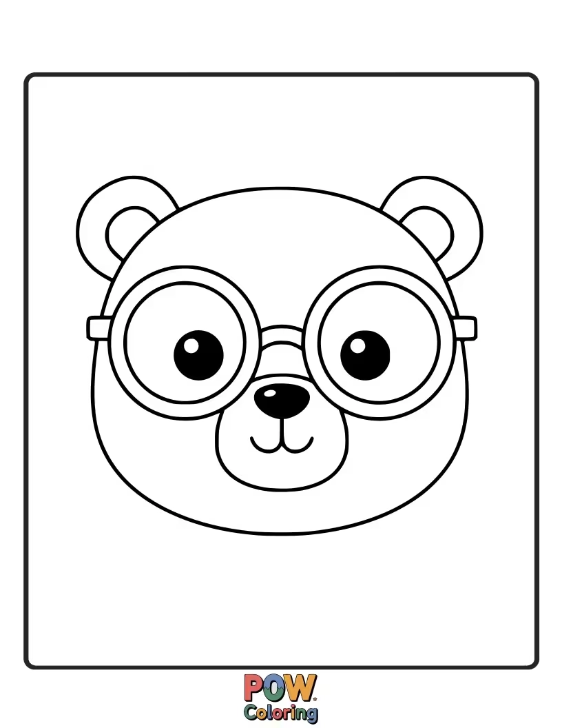 Free coloring page of A studious bear with eyeglasses, looking intelligent. Promotes a sense of wisdom and learning.