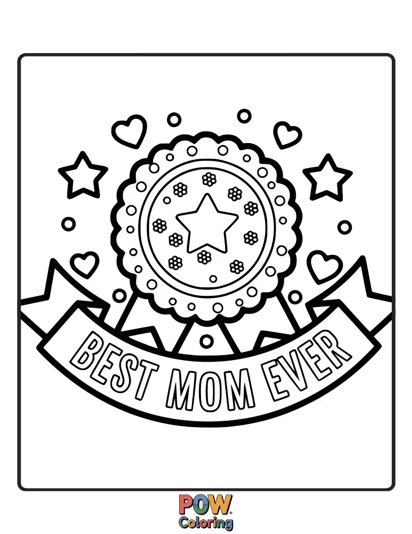 Free coloring page of Cute cookies decorated with "Best Mom Ever" frosting and heart shapes, ready to be colored and enjoyed. A sweet treat for Mom.