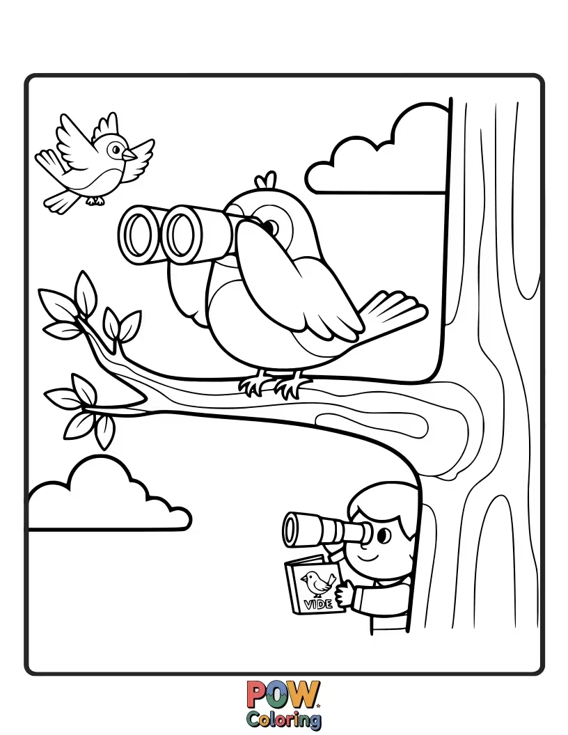 Free coloring page of A variety of birds perched on branches. Discover the different types of birds you might see.