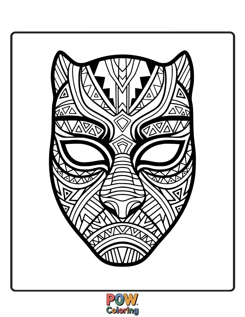 Free coloring page of Focus on the intricate Wakandan designs and patterns on Black Panther's suit.