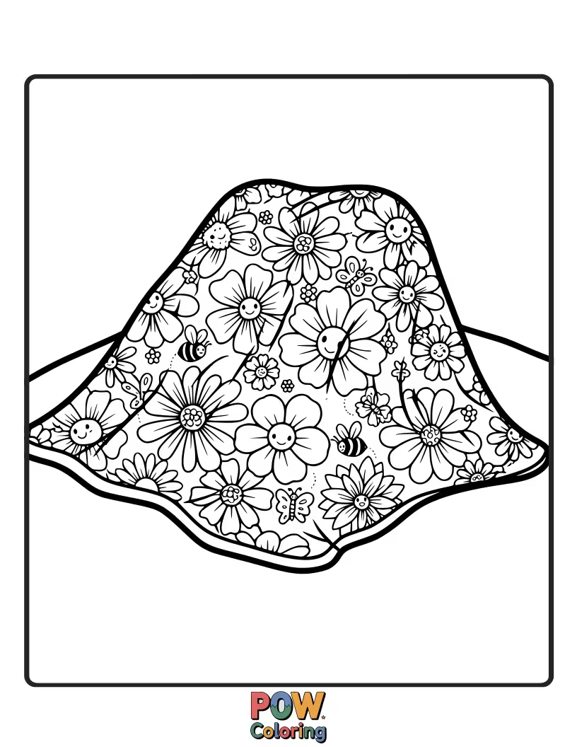 Free coloring page of Delicate flowers and leaves creating a beautiful and natural blanket pattern.