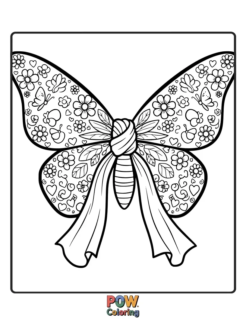 Free coloring page of A beautiful butterfly resting on a floral-patterned scarf. Delicate details await your colorful imagination.