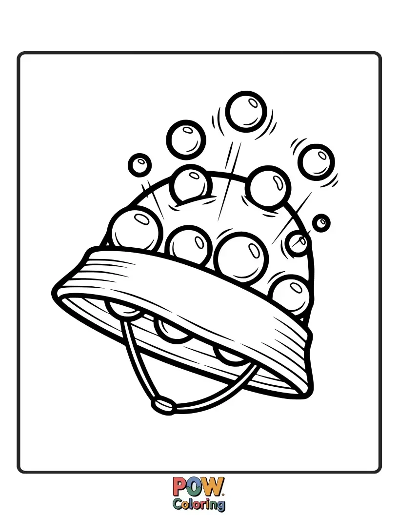 Free coloring page of A funny hat resembling a brightly colored bouncing ball, ready to leap into action. Energetic fun!