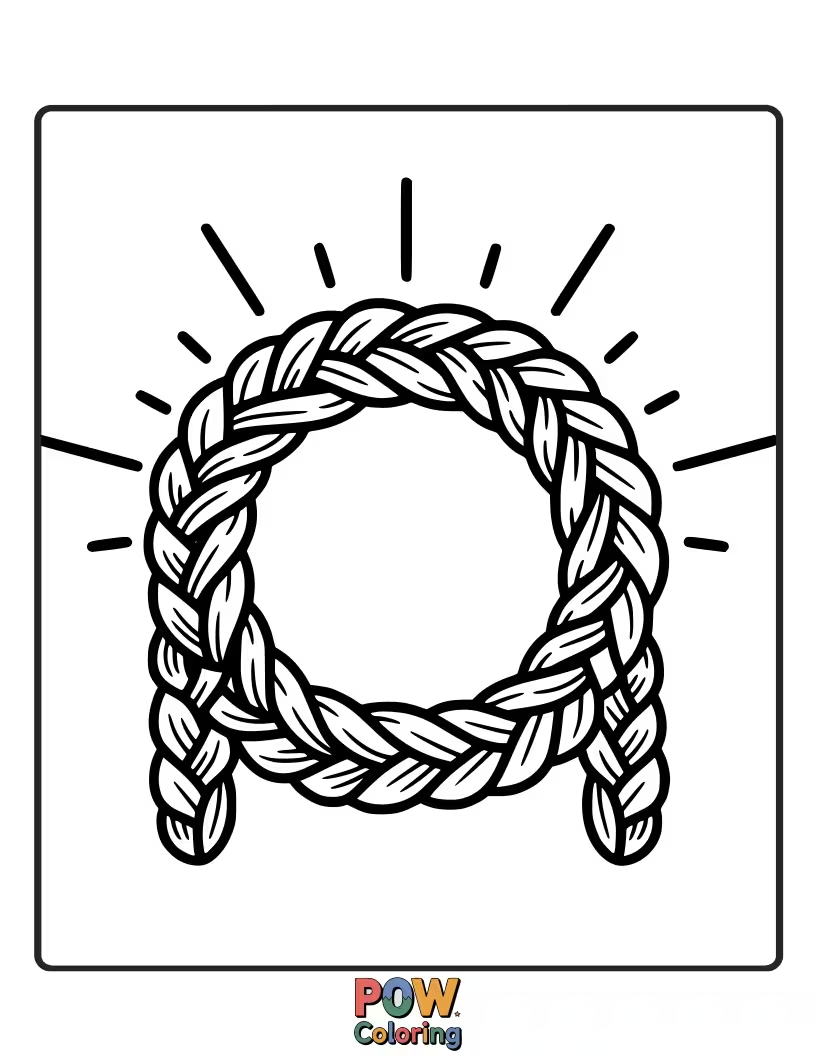 Free coloring page of A beautiful halo-like braid encircling the head, exuding grace.