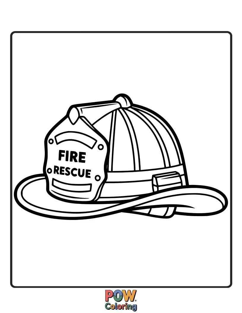 Free coloring page of A bold outline of a classic firefighter helmet, ready for vibrant colors and daring imaginations.Perfect for little heroes.