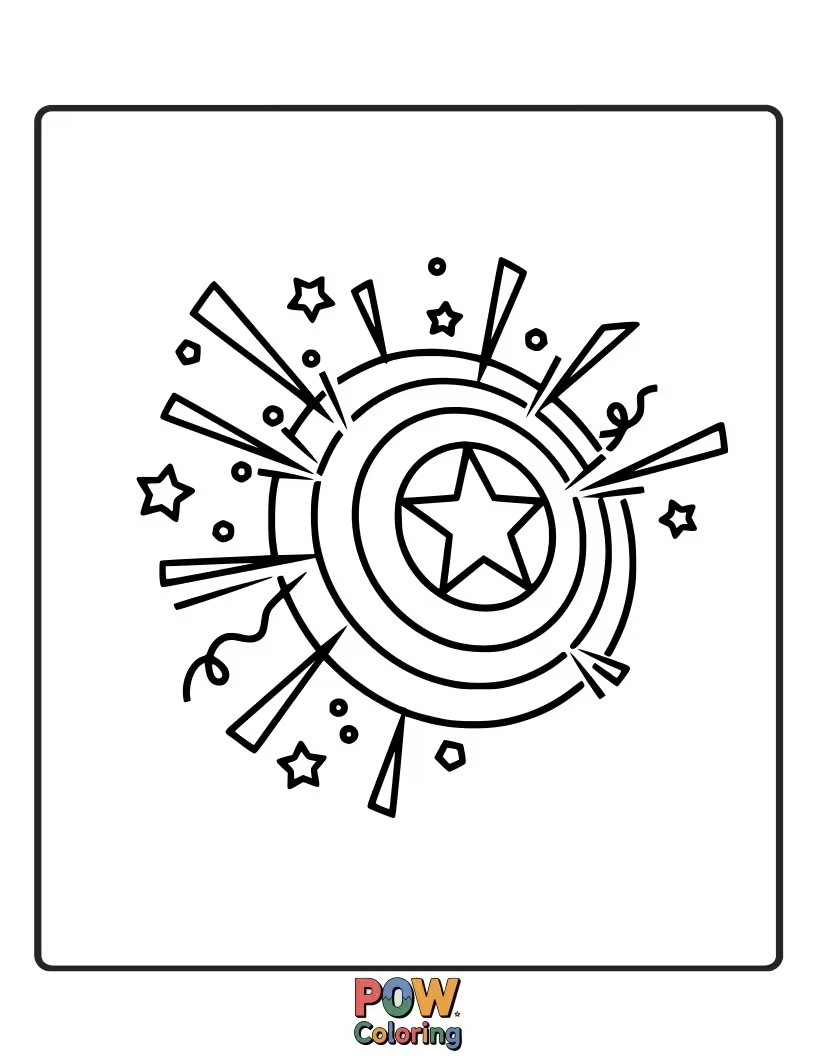 Free coloring page of Captain America proudly holds his iconic vibranium shield aloft, ready to defend the innocent. This design captures his heroic stance and determination.