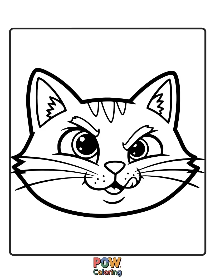 Free coloring page of A funny rug with a simple cat face, complete with a mischievous wink. A playful design for feline fans.