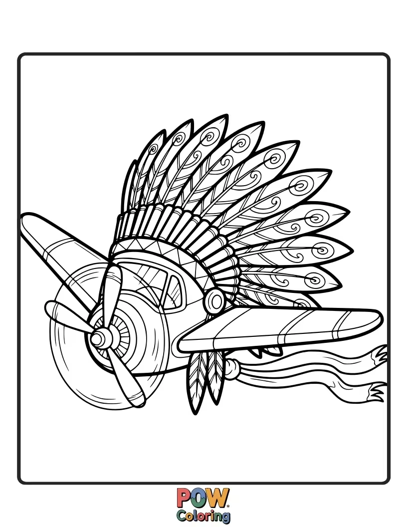 Free coloring page of A clever robot chief, with propellers and gears, designs an amazing flying contraption.