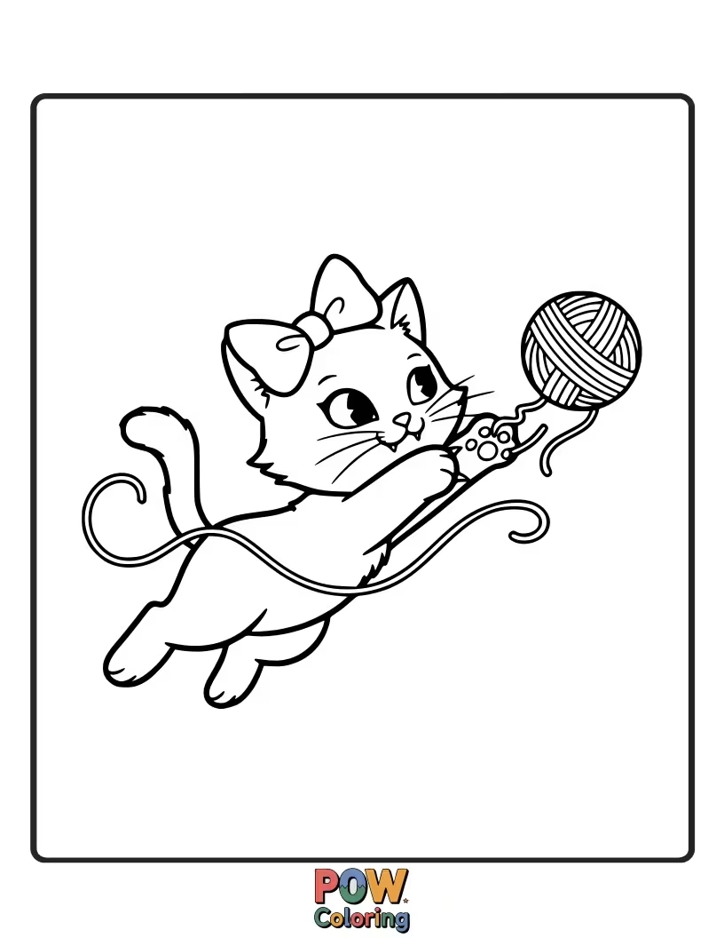 Free coloring page of Chococat chasing a butterfly through a blooming meadow.