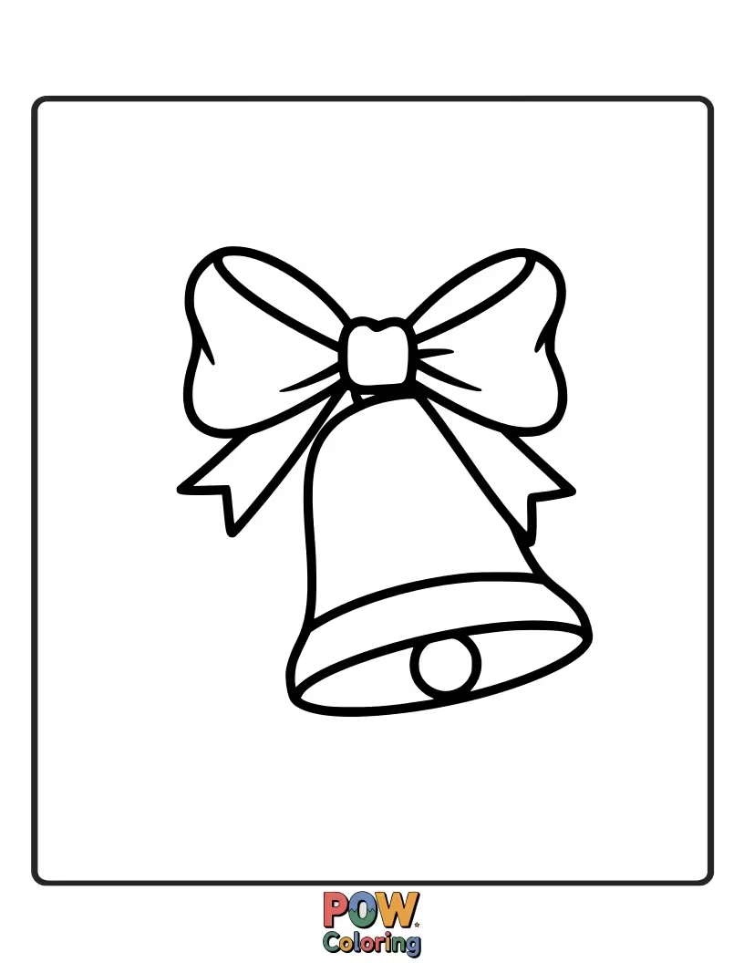 Free coloring page of A classic Christmas bell, tied with a festive bow, ready to ring in the holiday cheer.