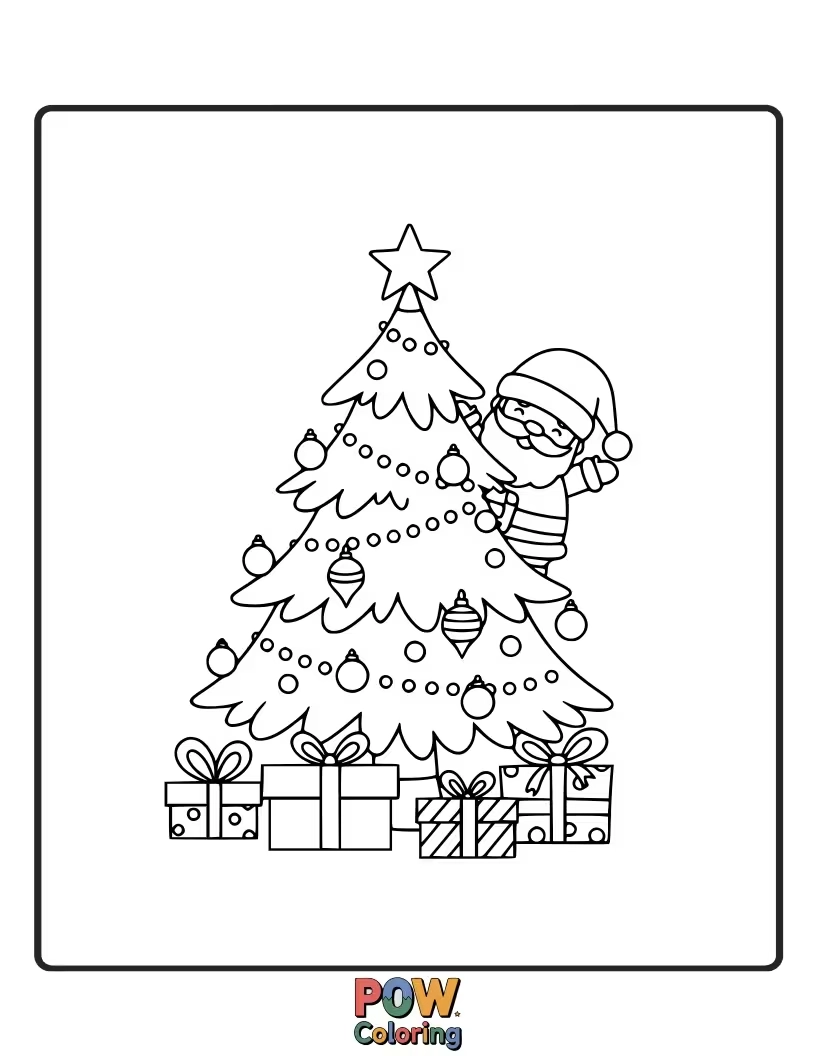 Free coloring page of A blank Christmas card template with festive elements, ready for children to design their own holiday greetings.