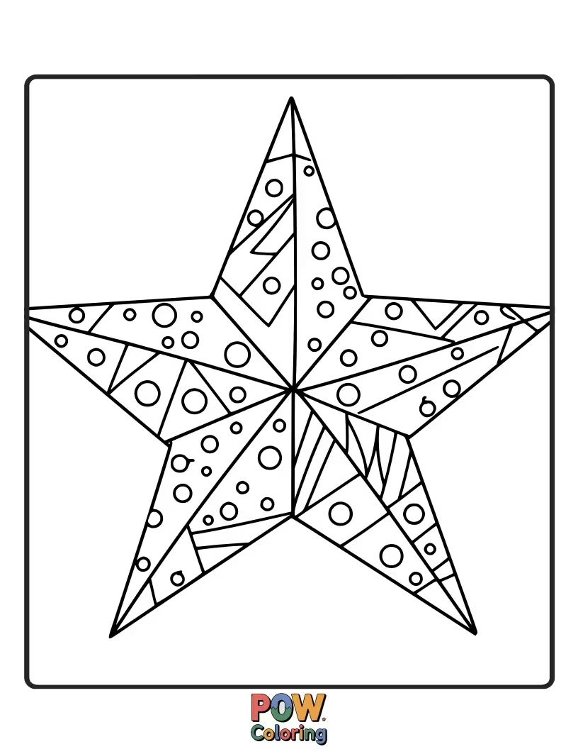 Free coloring page of A beautiful pattern of various stars, perfect for representing the Star of Bethlehem and the festive sky.