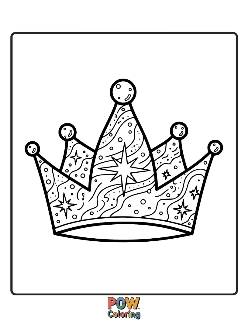 Free coloring page of Swirling nebulae and distant stars form a breathtaking crown, perfect for exploring the wonders of space.