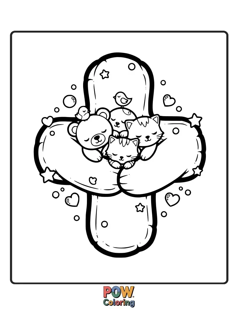 Free coloring page of A warm and inviting cross decorated with soft textures and comforting patterns, a hug in coloring form.