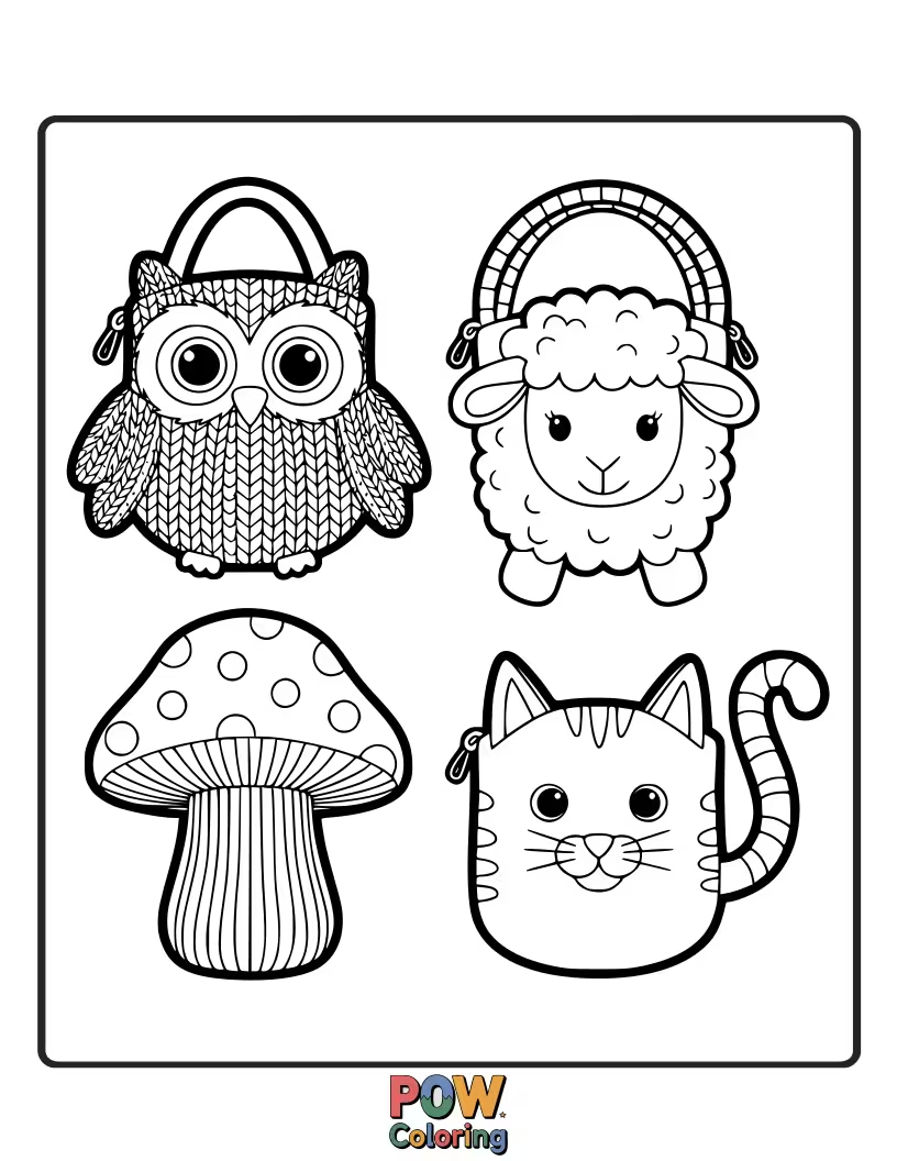 Free coloring page of Soft and cozy bags with textured knit patterns, inviting a warm and comforting coloring session for a snug feel.