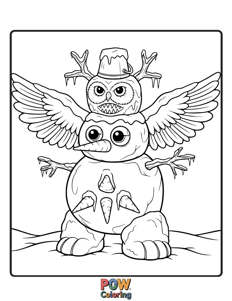 Free coloring page of A fantastical creature born from a mix of snow elements and imagination, like a snow-whale or snow-dragon.