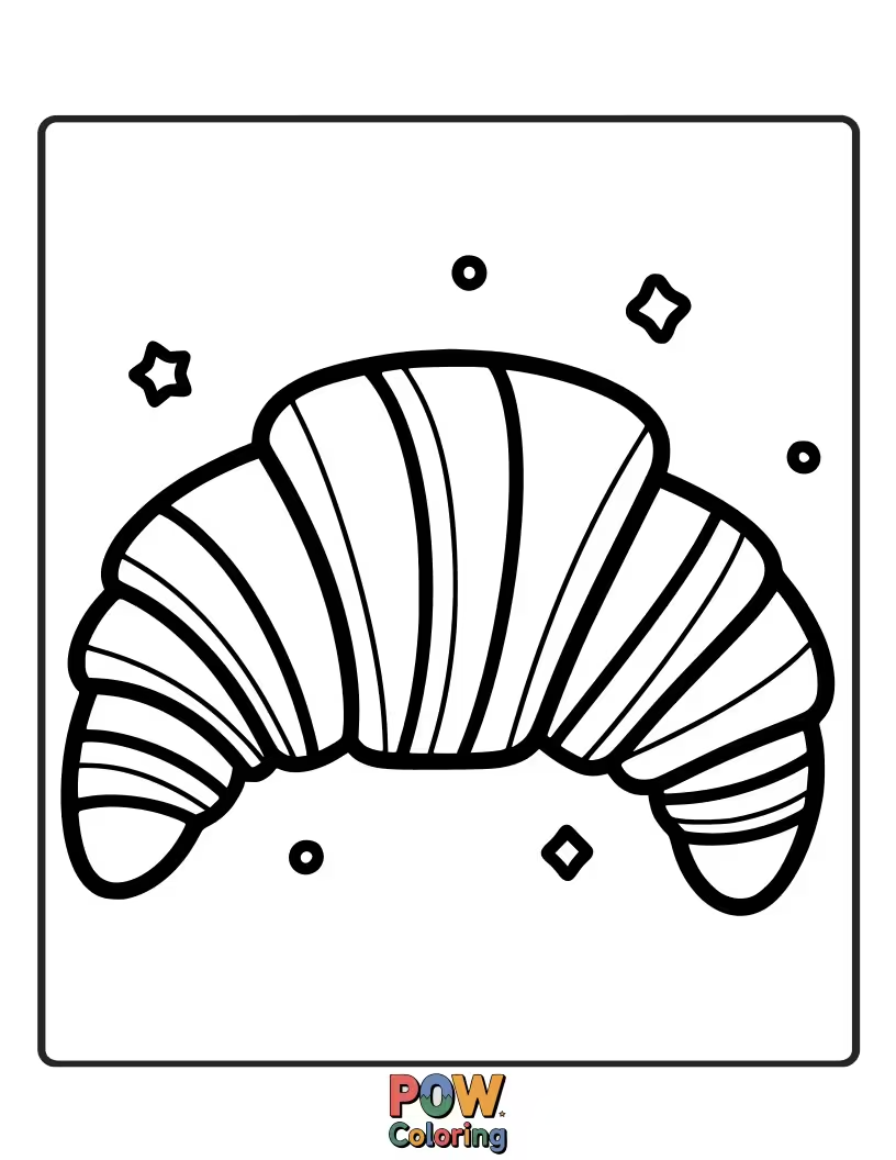 Free coloring page of Croissant with red and white candy cane stripes.