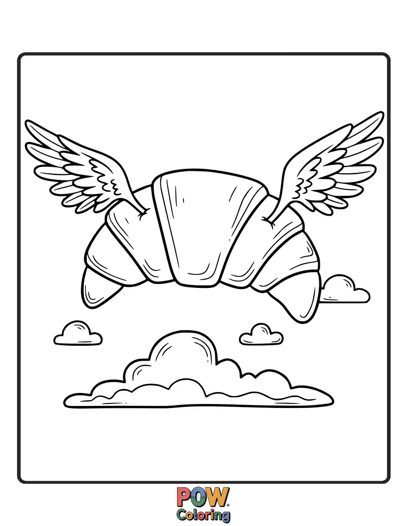 Free coloring page of Simple drawing of a croissant floating ethereally.