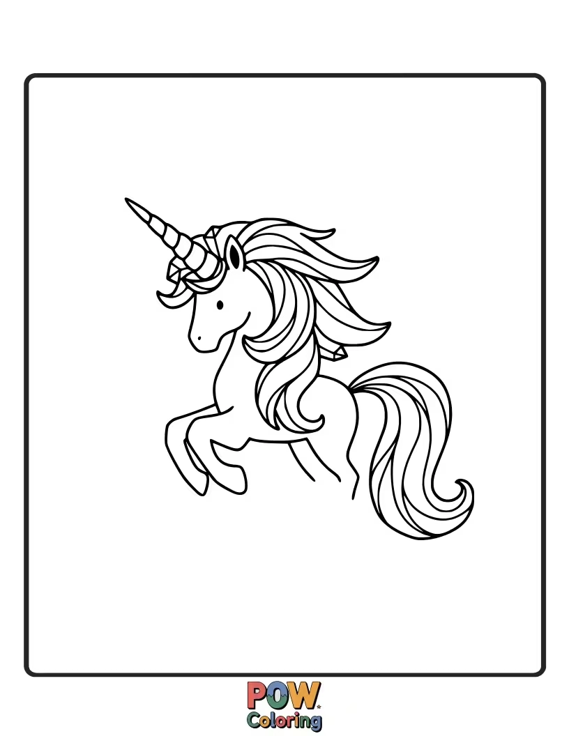 Free coloring page of Unicorn with a horn composed of sharp, glittering crystal shards.