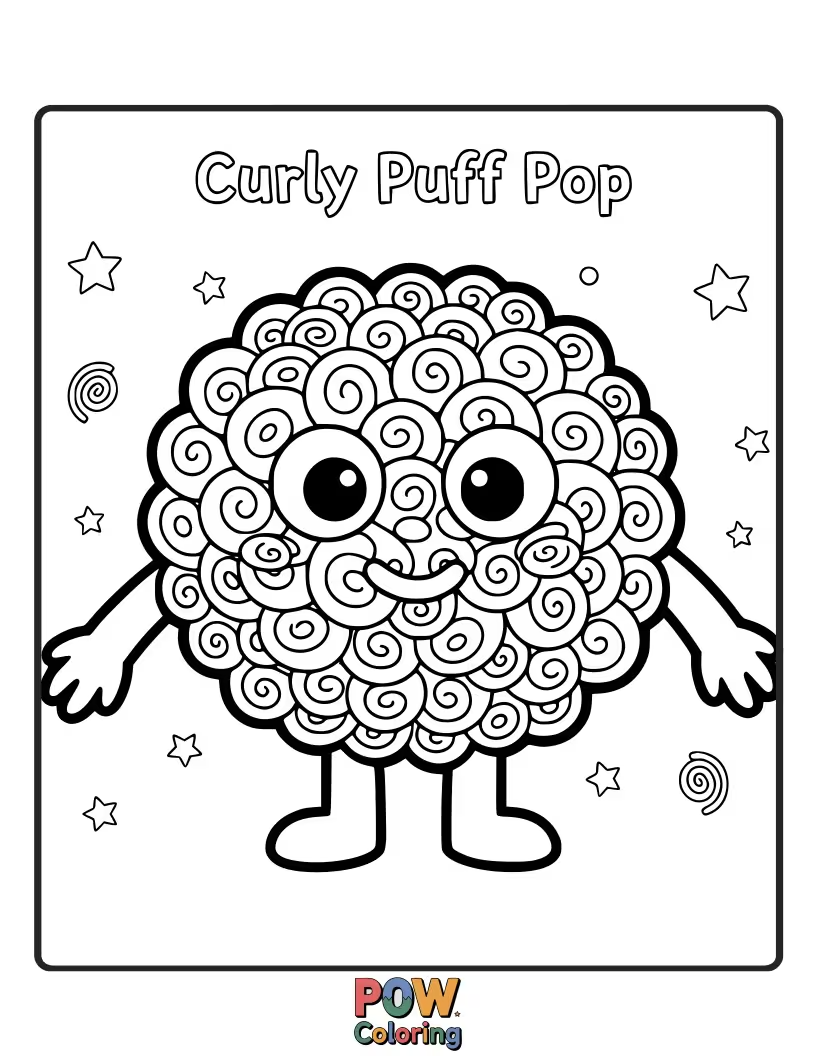 Free coloring page of A tiny afro puff with a determined little expression peeking out.