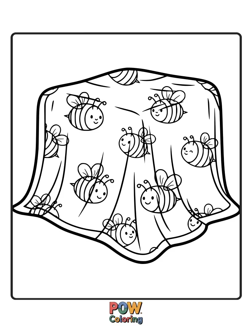 Free coloring page of Bumbling bees and honeycomb textures create a sweet and buzzing blanket.