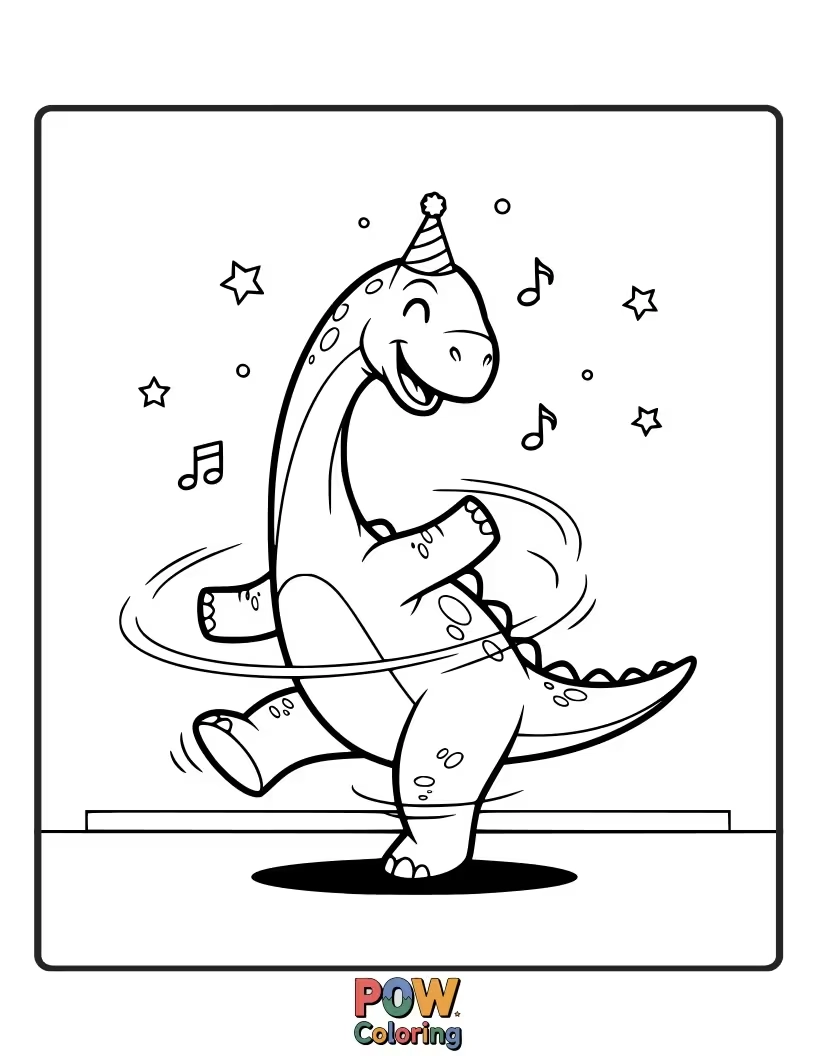 Free coloring page of A Gallimimus is performing a graceful ballet pirouette with a delighted expression.