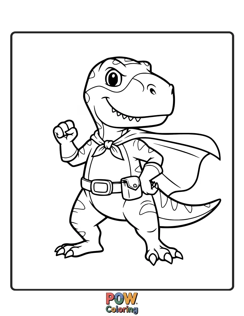 Free coloring page of A Pterodactyl is holding a shield, ready to assist its superhero dinosaur pal.