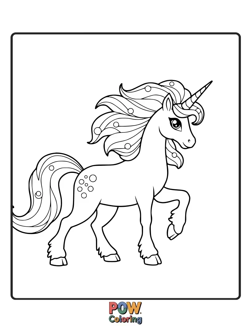 Free coloring page of Unicorn weaving beautiful dreams with its horn, creating intricate patterns.