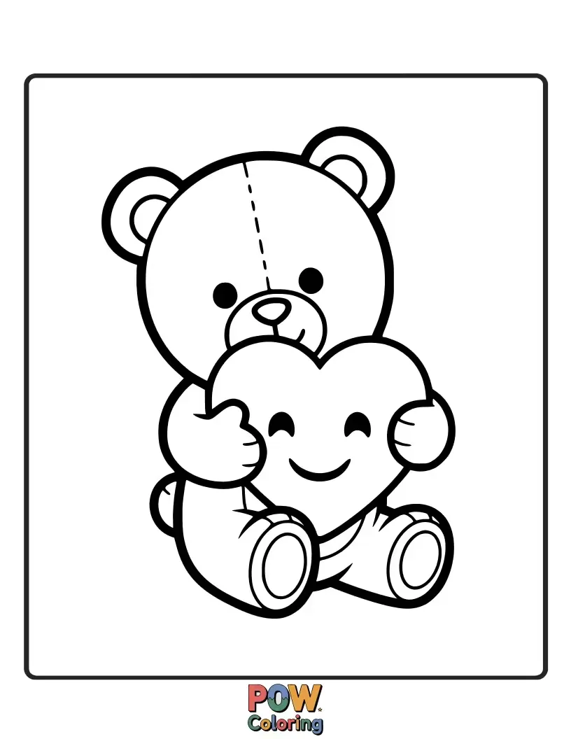 Free coloring page of A cuddly teddy bear emoji with a warm smile, offering a big, comforting hug to everyone.