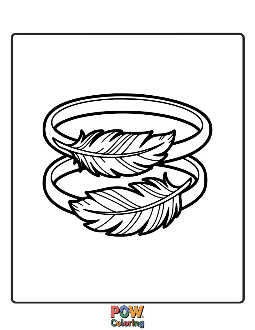 Free coloring page of Delicate feather outlines are interspersed with simple beads on this elegant bracelet. Graceful and beautiful.