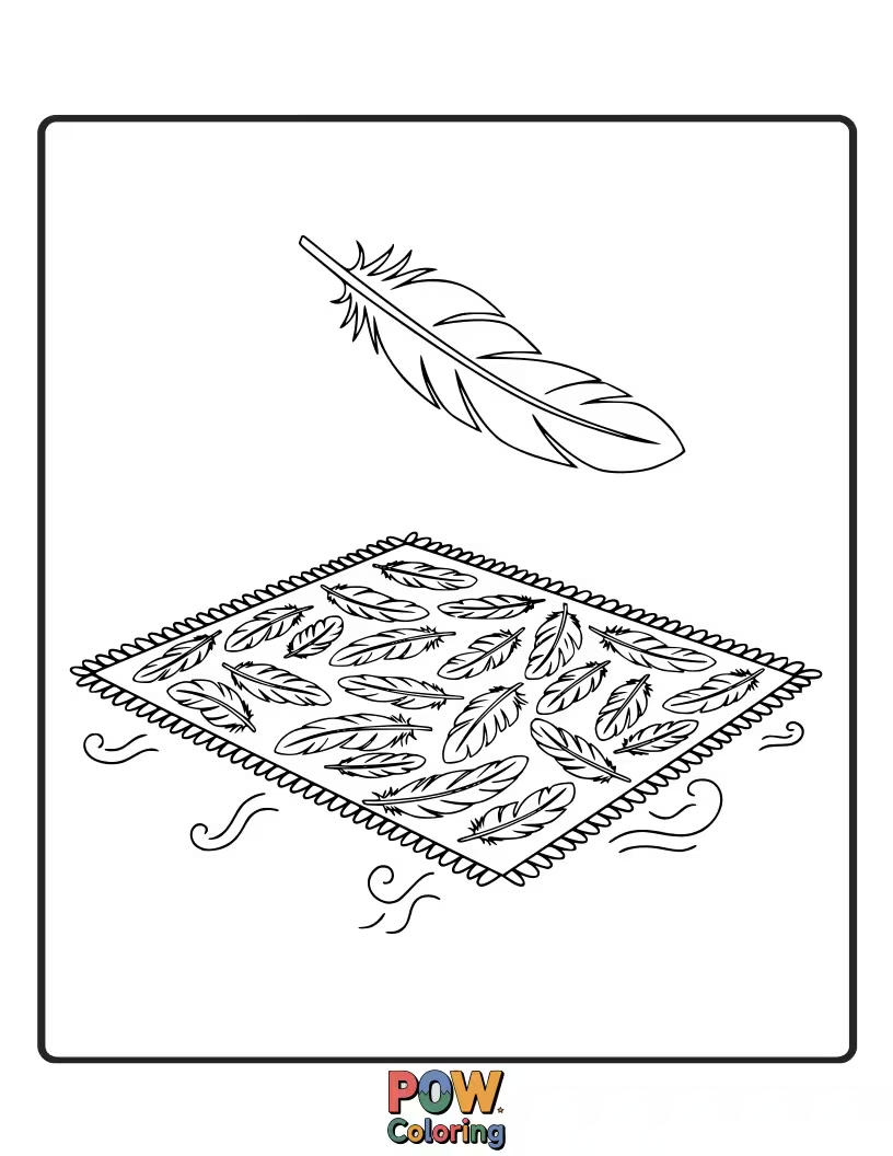 Free coloring page of A rug with a delicate, simple feather motif. Imagine the soft, beautiful colors you can use for this airy design.