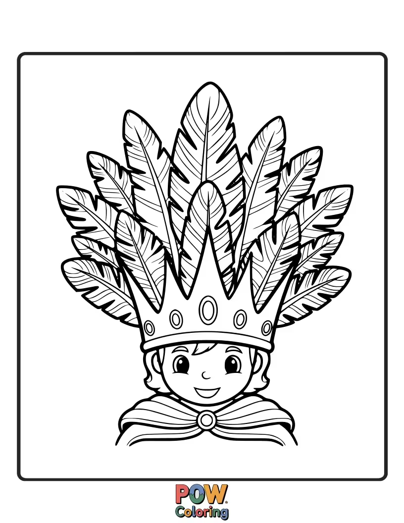 Free coloring page of A majestic bird wearing a delicate, floral crown, exuding regal charm and beauty.
