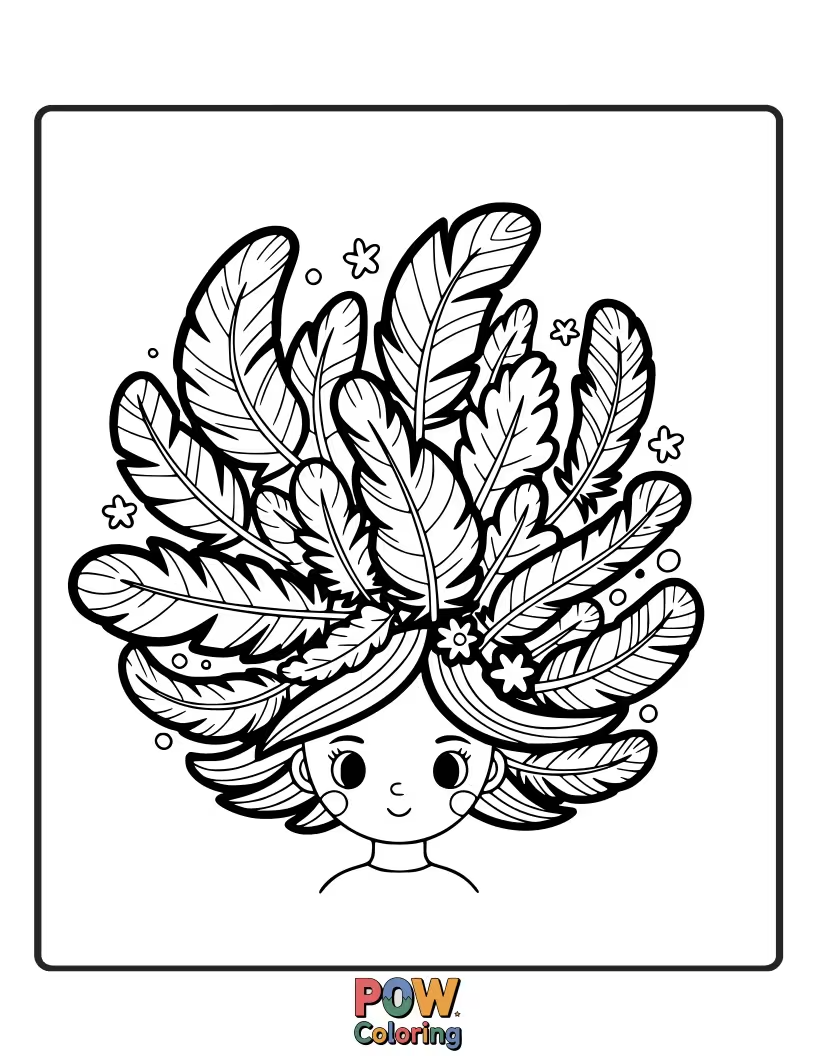 Free coloring page of A stylish hairdo featuring soft, feathered edges that add elegant movement.