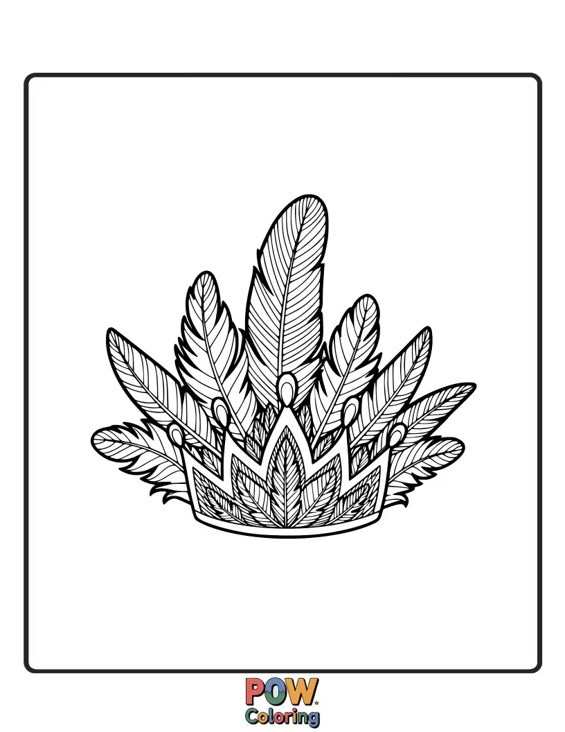 Free coloring page of A small, elegant feather designed to look like a delicate crown, fit for a little queen or king.
