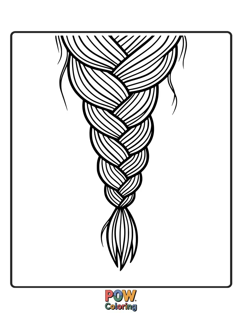 Free coloring page of A detailed fishtail braid showcasing its intricate woven texture.