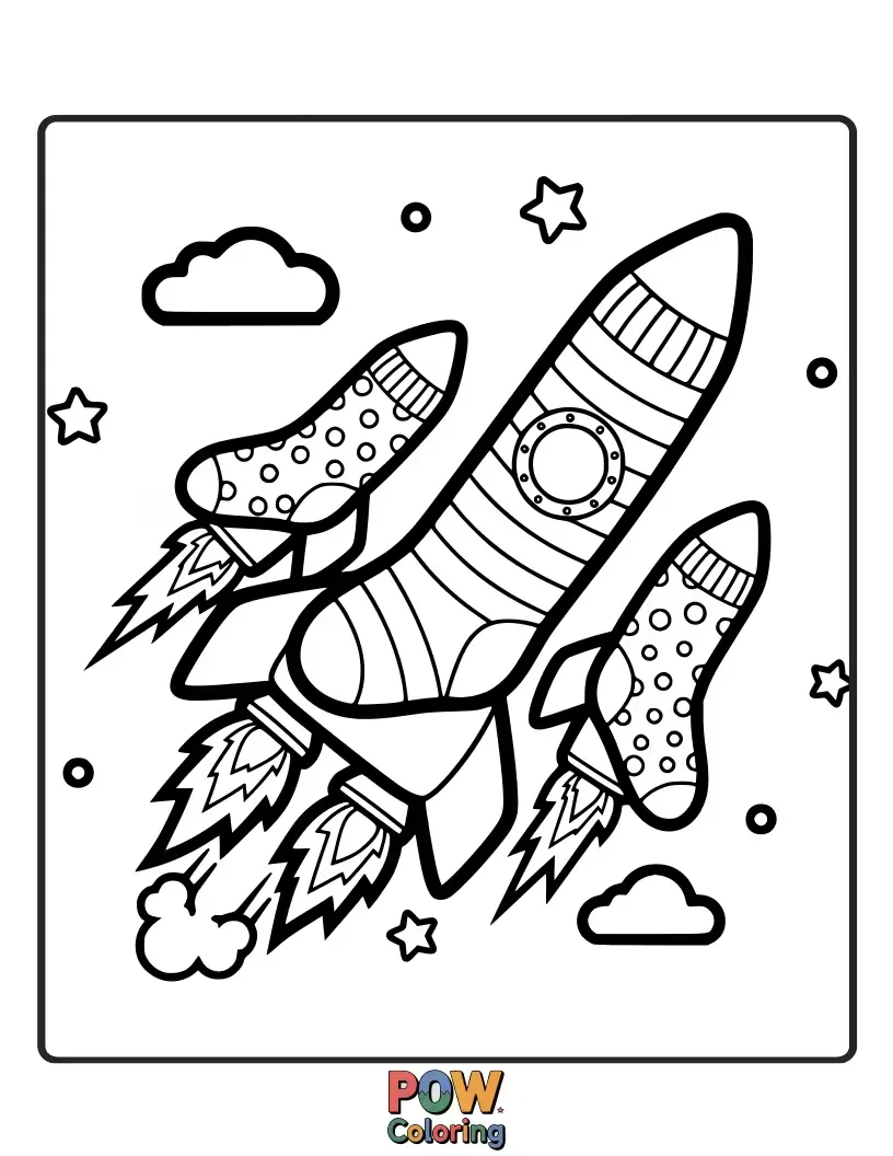 Free coloring page of Aim for the stars with these dynamic socks, showcasing zooming rockets, comets, and a starry sky.