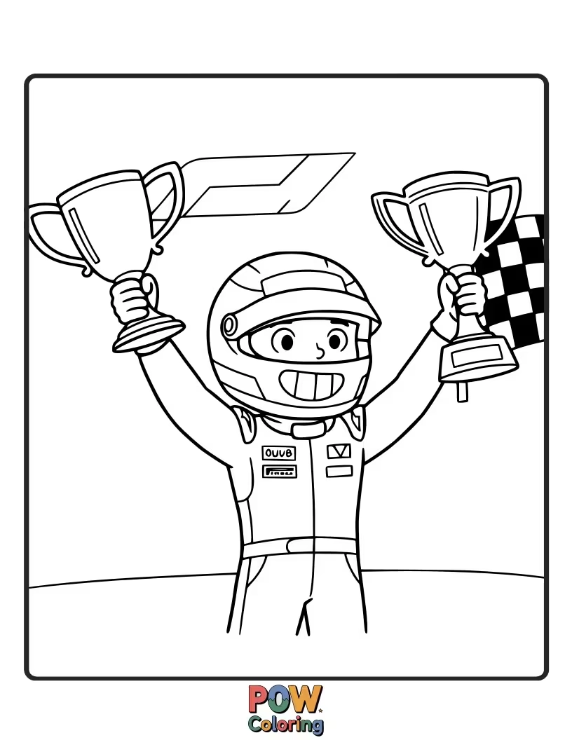 Free coloring page of An open-wheel Formula 1 car in full race mode, showcasing its intricate design and powerful engine.
