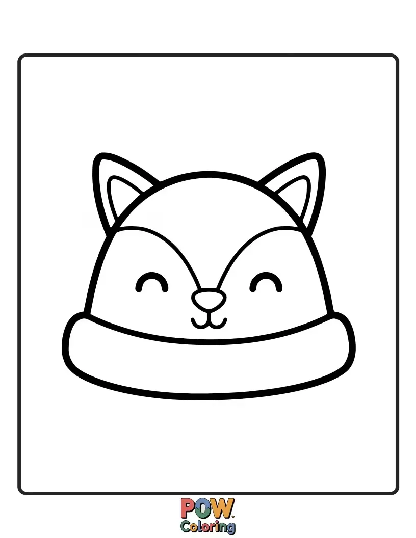 Free coloring page of A cozy, plush hat shaped like a cute fox face, with perky ears and a mischievous grin. Foxy!