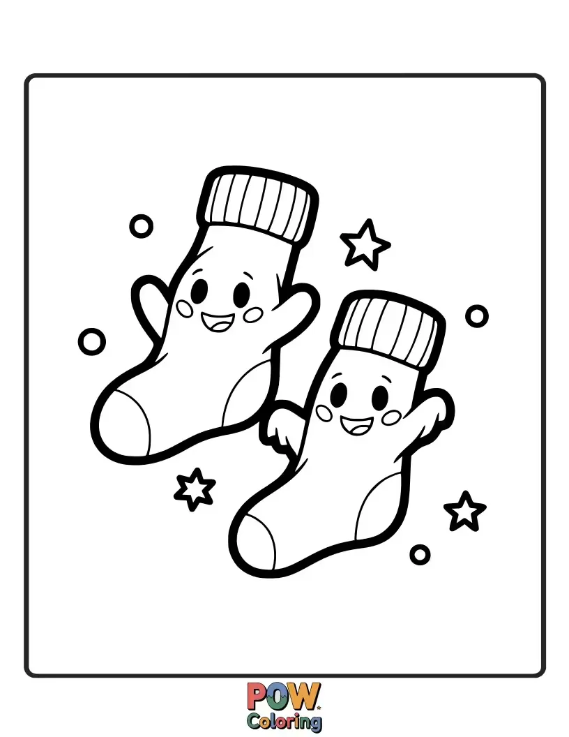 Free coloring page of Boo-tifully fun! These socks are decorated with adorable, smiling ghosts and playful cobwebs.